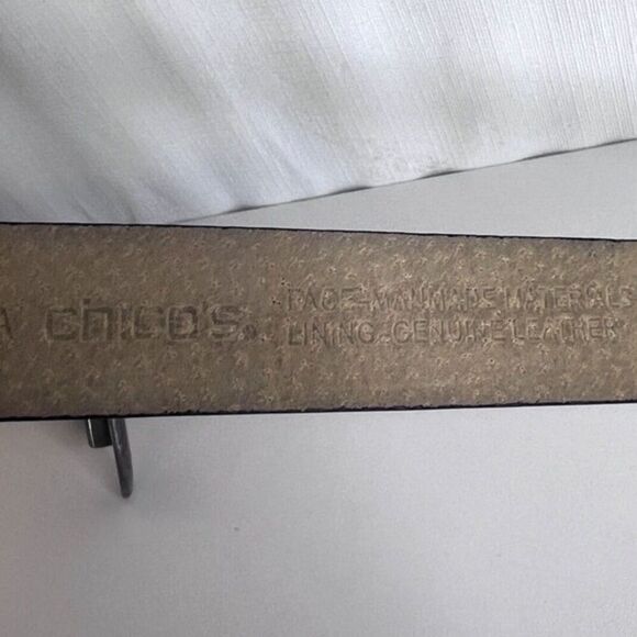 Chicos Statement Hammered Metal Buckle Belt Adjustable Black S/M Boho Western - Picture 3 of 7